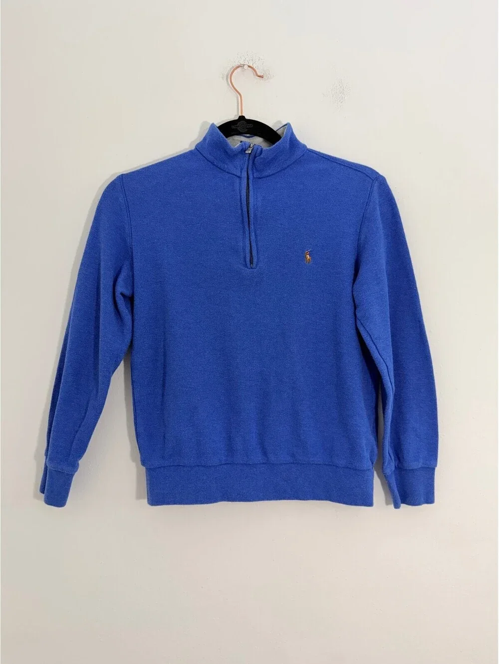 Polo Ralph Lauren Boys M 10-12 Royal Blue Cotton Quarter Zip Pullover
